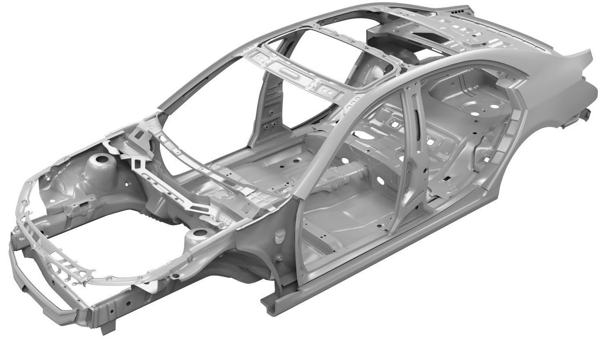 Body-in-white vehicle structure of the kind SAN 3D reverse engineers